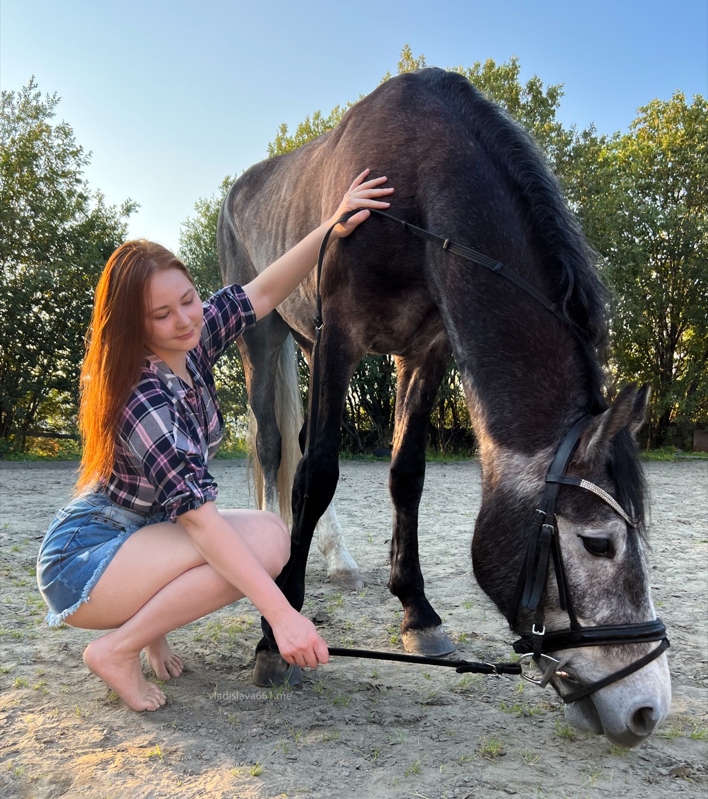 With a horse